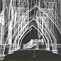 Religious Sacred Space with Arched Wooden Structures Stone Walls Wooden Flooring and Staircase Design