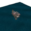 Wooden Sea Platform With Red White Stripes And New Seadonia Banner In Ocean Water
