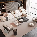 Modern Minotti Sofa Coffee Table Combination 3d model