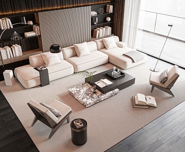 Modern Minotti Sofa Coffee Table Combination 3d model