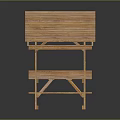 Wooden Outdoor Picnic Bench Structure With Table And Covered Roof Design