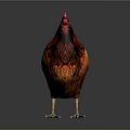 Red Brown Chicken Full Body With Red Comb Standing On Dark Background