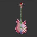 Vintage Red Electric Guitar With Glossy Finish And Classic Body Design