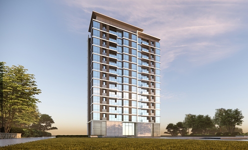 Modern Residential Building Simple High-rise Residential Building 3d model