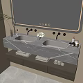 Modern Bathroom Vanity With Double Sinks Marble Countertop Storage Drawers And Mirror