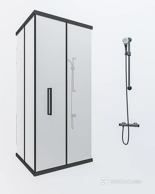 Modern Shower Sauna Interior Design With Glass Door And Shower Fixture 3d model 