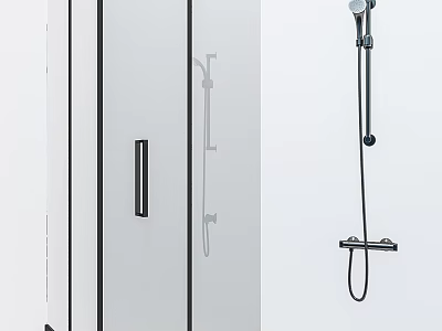 Modern Shower Sauna Interior Design With Glass Door And Shower Fixture 3d model