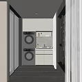 Modern Home Balcony Laundry Space With Washer Dryer Cabinet Sink And Window