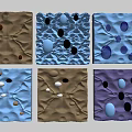 Square Wall Decor with Colorful Textured Surfaces and Decorative Spheres for Modern Interiors