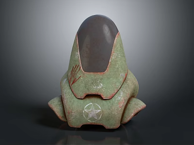 Green Worn Military Weapon With Star Emblem Dark Top And Rough Texture Design 3d model