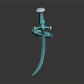 Blue Decorative Sword With Ornate Hilt Circular Accents Shiny Blade On Dark Background