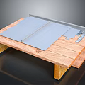Wooden Platform With Metal Roofing Sheets And Metal Strips For Construction Use