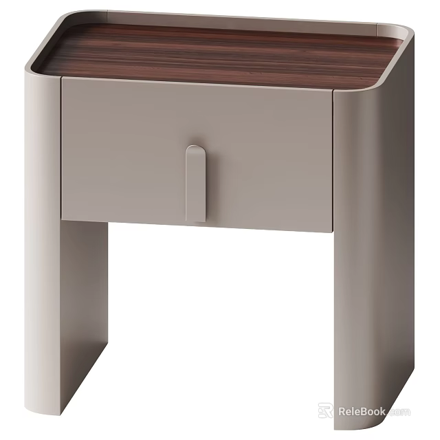 Modern Minimalist Bedside Table With Wooden Top Drawer And Sleek Design 3d model 