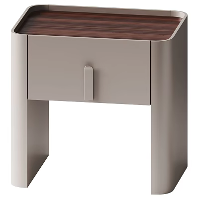 Modern Minimalist Bedside Table With Wooden Top Drawer And Sleek Design 3d model