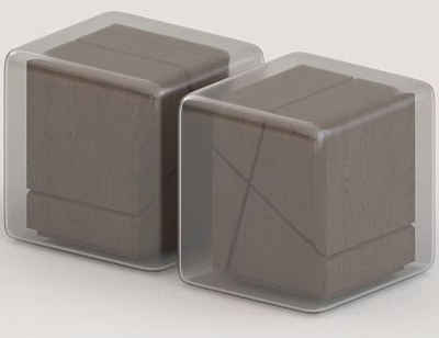 Modern Cube Shaped Dark Brown Stools With Transparent Frame And Minimalist Design 3d model