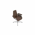 Modern Desk And Chair Set With Brown Leather Armrests Metal Base And Rolling Wheels