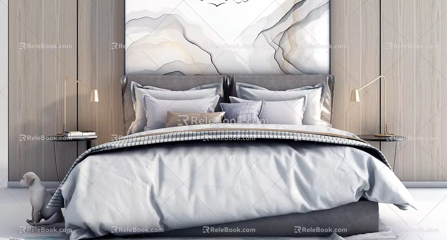 Background double bed 3d model