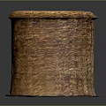 Brown Round Woven Storage Basket With Lid And Woven Texture On Mat