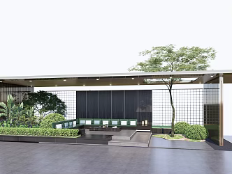 Modern gallery landscape gallery residential living room 3d model