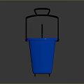 Blue Mop Bucket With Black Handle And Movable Wheels For Cleaning Tasks