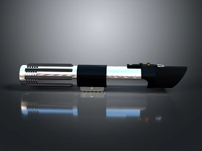 Lightsaber Hilt Design With Metallic Silver Black Sections And Reflective Surface 3d model