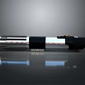 Lightsaber Hilt Design With Metallic Silver Black Sections And Reflective Surface