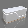 Modern White Display Shelf With Geometric Design And Light Wooden Base 3d model