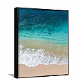 Seascape Landscape Painting With Turquoise Clear Sea Water Golden Sand Beach And White Crashing Waves