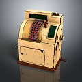 Vintage Commercial Equipment Old Fashioned Cash Register With Green Panel Red Buttons And Classic Design