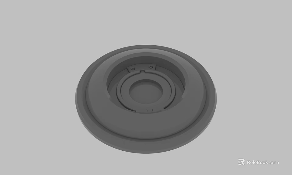 Industrial Circular Gray Mechanical Component With Central Hole And Grooves Design 3d model 