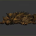 Game Movie Character Spiked Reptile With Brown Yellow Scaled Body And Fierce Appearance