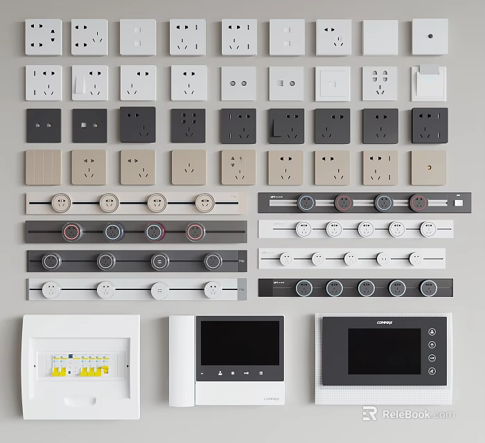 Different Types Of Switch Panels With Various Designs And Smart Functions 3d model 