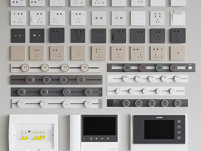 Different Types Of Switch Panels With Various Designs And Smart Functions 3d model