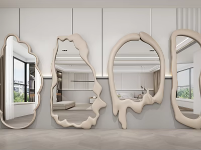 Modern Decorative Wall Mirrors With Unique Shapes And Elegant Designs 3d model