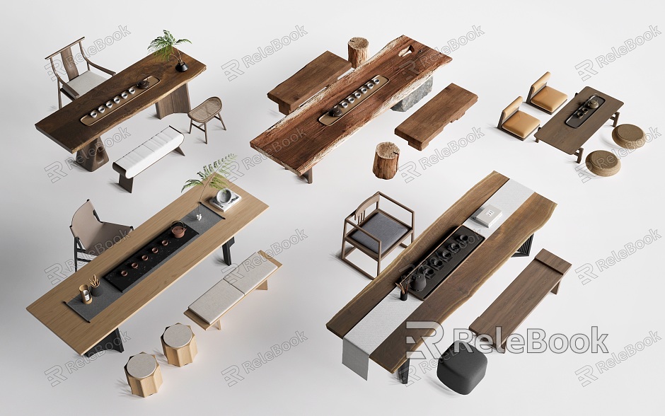 Tea Table and Chair Tea Table Tea Table Poor Table and Chair Combination model