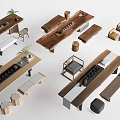 Tea Table and Chair Tea Table Tea Table Poor Table and Chair Combination 3d model