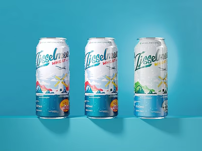 Frescolita Beverage Cans Displayed On Blue Background 3d model