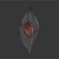 Transparent Diamond Shaped Crystal With Organ And Hair Internal Structure In Vibrant Colors