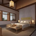 Hotel Guest Room Bathroom With Bathtub Stone Countertop Pendant Lights And Wooden Decor