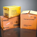Yellow And Brown Cardboard Boxes With Intex Brand Barcode Item Number Made In China