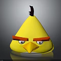 Yellow Angry Bird Character 3D Render With Red Eyebrows And Black Head Feather 3d model