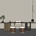 New Chinese Tea Table and Chair Tea Table and Chair Combination 3d model
