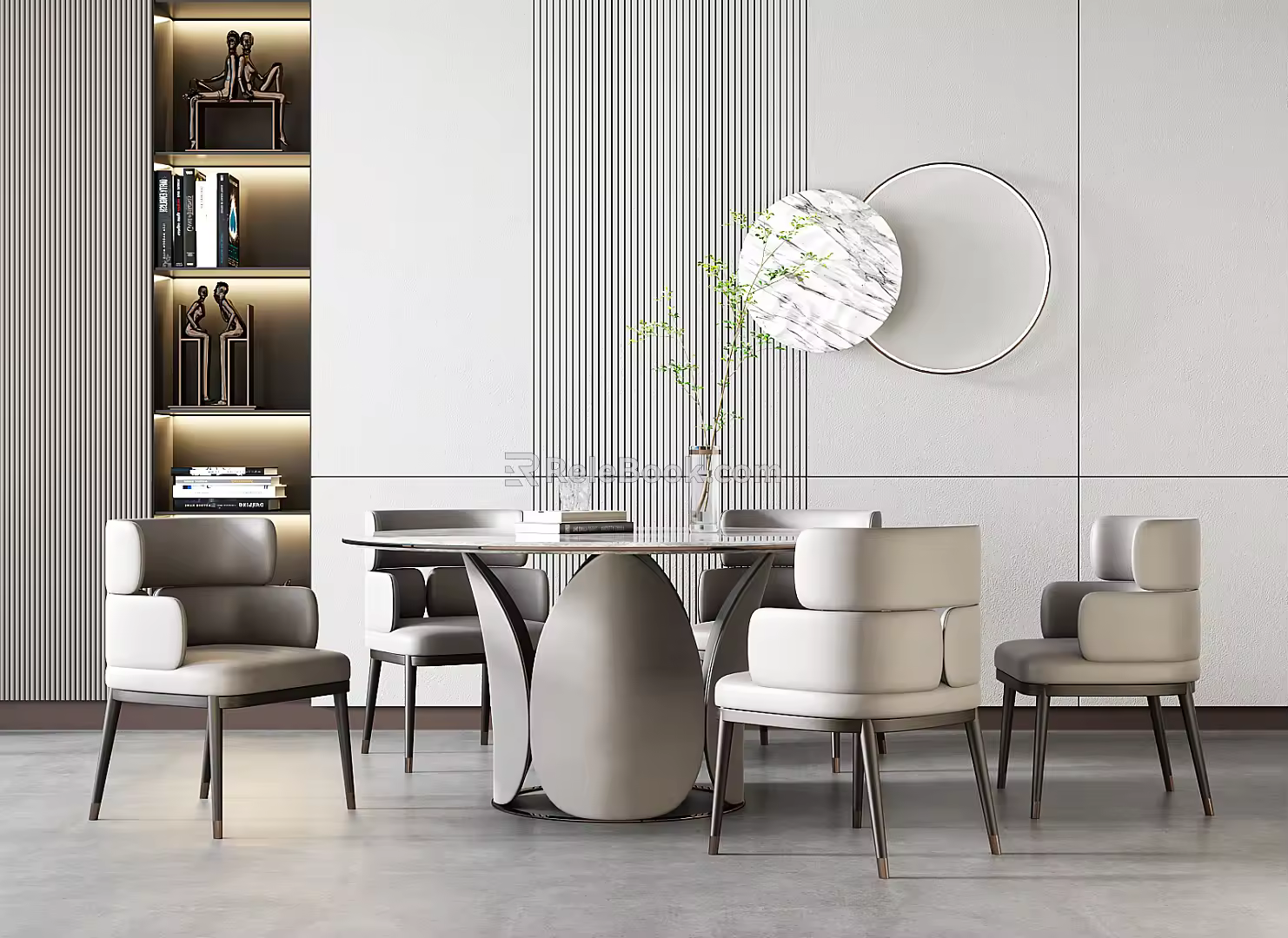 Modern Dining Table and Chair Combination 3d model