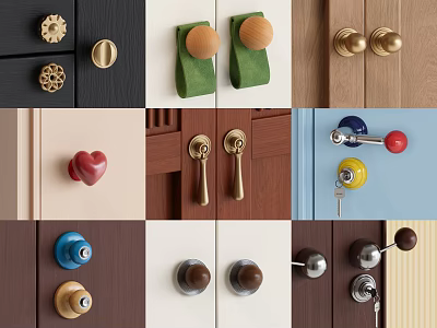 Various Door Handles With Multiple Designs Shapes Colors And Styles For Home Cabinets 3d model
