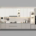 Modern Kitchen With White Cabinets Oven And Essential Cookware Utensils