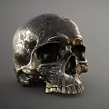 Exquisite Metal Skull Sculpture Carving With Intricate Artistic Details And Craftsmanship