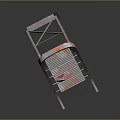 Silver Metal Ladder With Multiple Steps Yellow Support Bars and Red Small Object