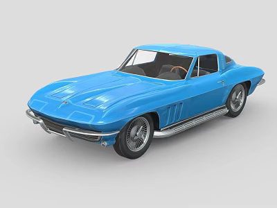Blue Classic Two Door Sports Car With Sleek Body And Vintage Design 3d model