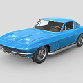 Blue Classic Two Door Sports Car With Sleek Body And Vintage Design