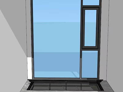 Residential Building With Large Glass Windows And Black Frames On Balcony 3d model